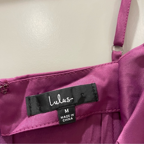 SOLD - Hollywood Plum Purple Satin Mini Dress - Picture 5 of 6